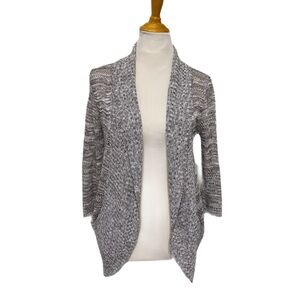 A Knitch Above Open Knit Cardigan Marled Brown Ivory Top Women’s Size M
